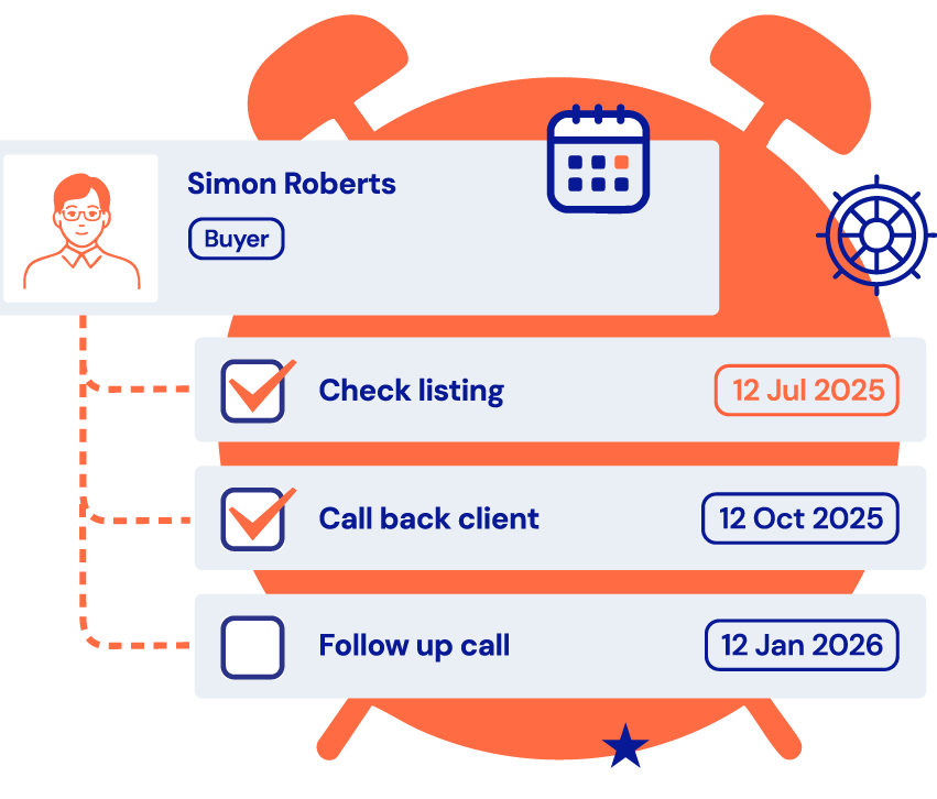 Stantia CRM tasks and reminders feature, allowing assignment of work, scheduling actions, and receiving email prompts to stay organised.